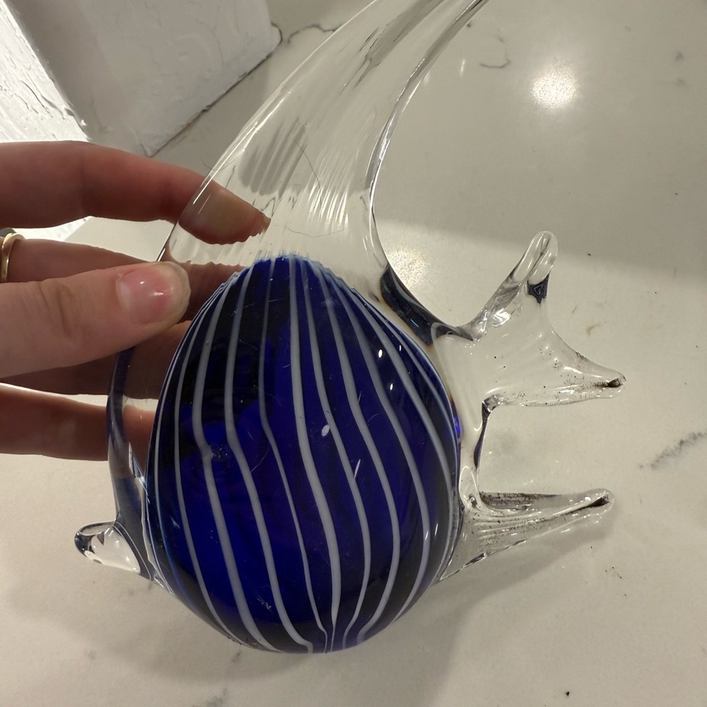 Vintage Blue and Clear Glass Fish Art